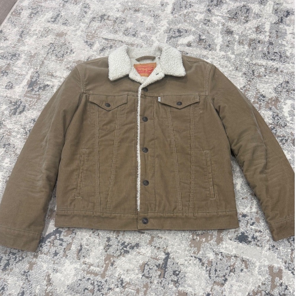 Levis Mens Type III Sherpa Trucker Jacket Tan Corduroy 16365-0084 Size M